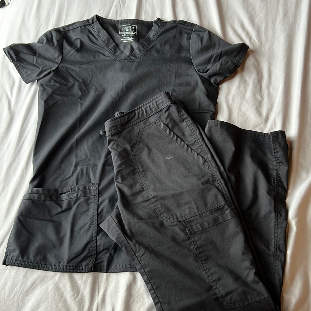 Workwear Cherokee black scrub set size XSP